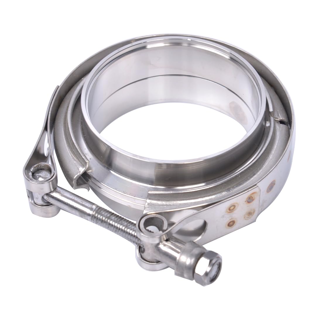 Elifecenter Stainless 2.5'' Exhaust V Band Clamp w/ T304 Stainless Flanges-2-1/2 Inch Exhaust V Clamp