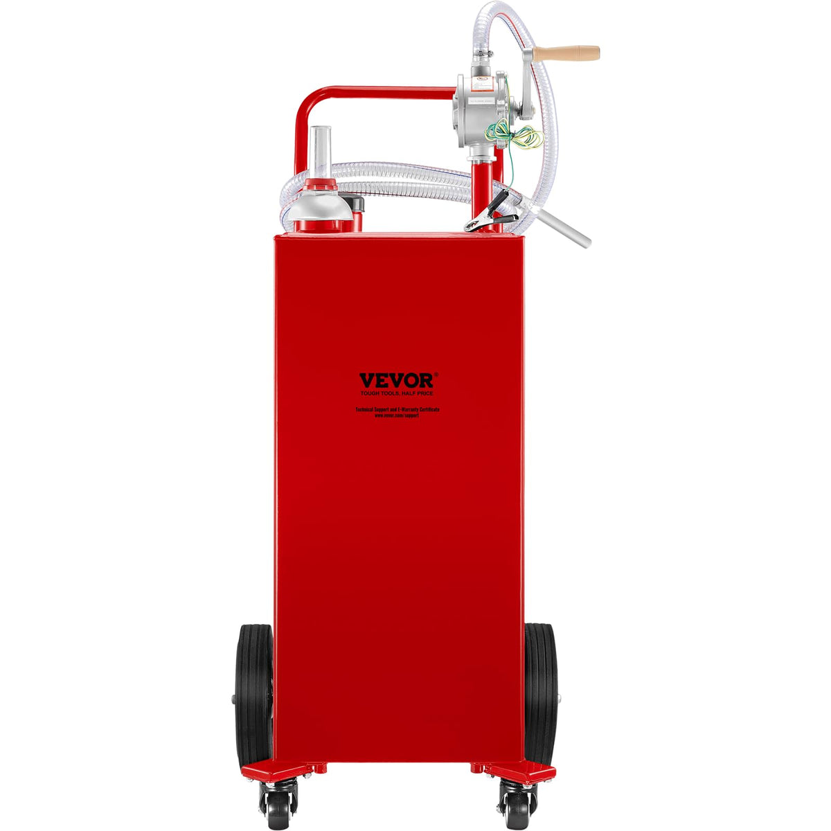 VEVOR 35 Gallon Portable Fuel Caddy, Gasoline & Diesel Fuel Storage Tank with 4 Wheels & Manual Transfer Pump, Black