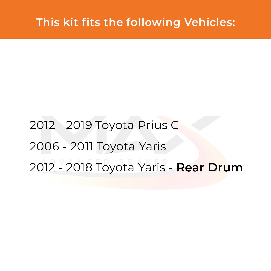 Max Advanced Brakes Front Brake Kit For 2006-2011 2012 2013 2014 2015 2016 2017 2018 Toyota Yaris 2012-2019 Prius C Replacement Cross Drilled Disc Brake Rotors And Ceramic Brake Pads