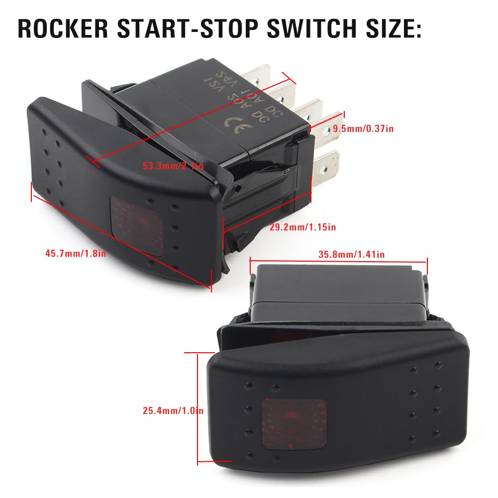 Gzyf 5 Pin 308-1038 Onan Cummins 308-1038 Rv Generator Rocker Abs Start Stop Switch Button Red Lens For Rv Toggle Switches For Cars Trucks Boats Auto Motorcycles (Not A Momentary Switch)