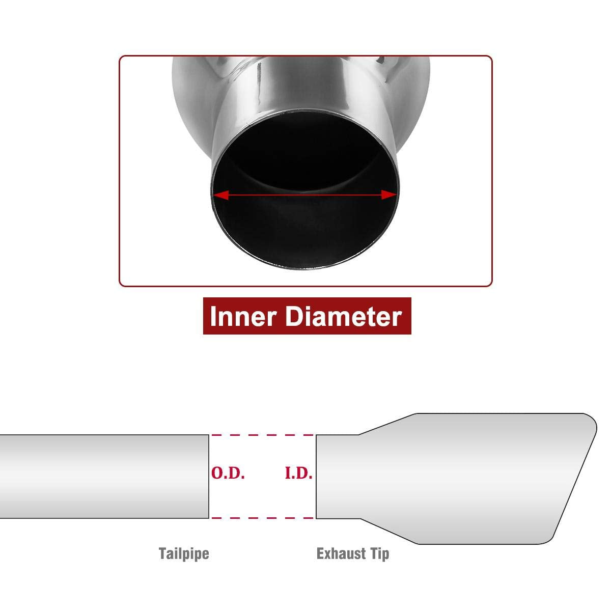 Upower Pack Of 2 Exhaust Tip 2.5 Inch Inlet 4 Inch Outlet 9' Long 304 Stainless Steel 2.5' To 4' Diesel Exhaust Tailpipe Tip Double Wall Slant Cut