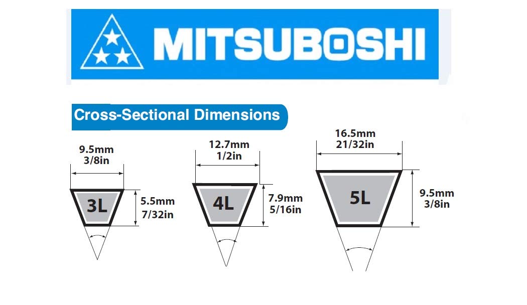 Mbl 4L790 (2790) Fractional Horsepower V-Belt, 4L Section, 1/2'' Width, 5/16'' Height, 79'' Length, Rubber