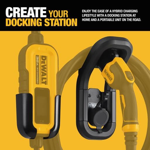 DEWALT Wall Mount Bracket for Electric Vehicle (EV) Charger, for Charging Handle and Control Box, Integrated Cable Organizer, Co