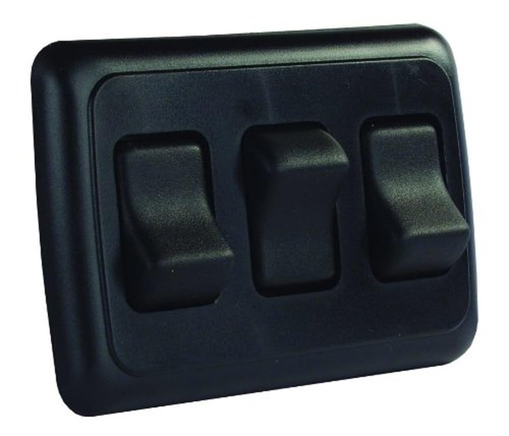 Jr Products 12245 Black Triple Spst On-Off Switch With Bezel