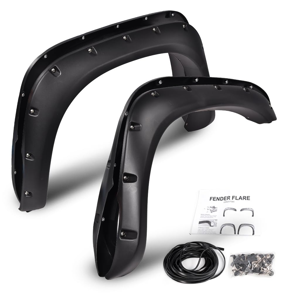 G-PLUS Pocket-Riveted Fender Flares, Compatible with Dodge Ram 2002-2008 1500/2003-2009 Ram 2500 3500, [Not Fit 2006-2009 8ft Lo