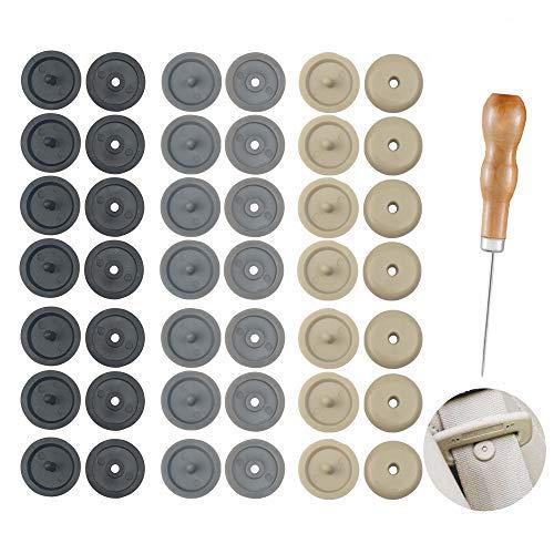 21 Sets Seat Belt Stop Button with 1 PCS Wooden Handle Awl Prevent Belt Buckle from Sliding Down The Belt | Removable Without We