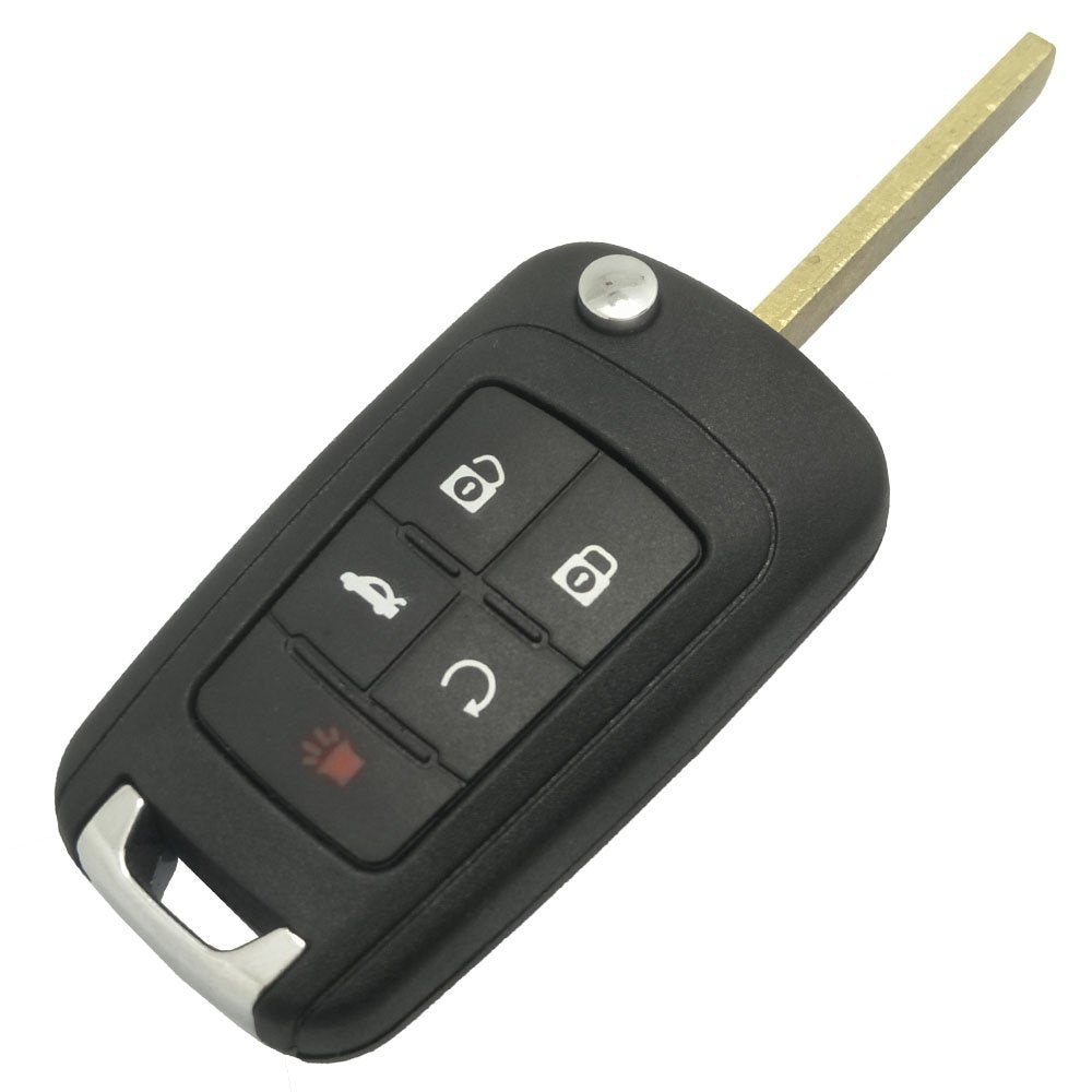 Replacement Key Fob Cover Case Shell Fit For Chevy Camaro Cruze Equinox Impala Malibu Sonic 5 Buttons Keyless Entry Remote Flip Key Shell