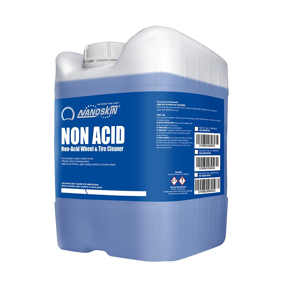 Nanoskin NON ACID Professional Wheel & Tire Cleaner 5 Gallons - Works with Wheel Brush & Tire Brush | Car Wash Wheel Cleaning Sp