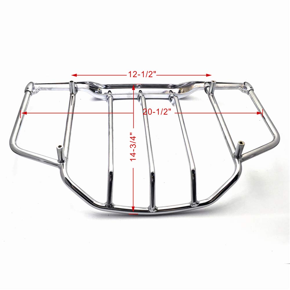 Httmt Mt502-008-Cd Chrome Luggage Rack Trail Compatible With Harley Air Wing Tour Pak Trunk Pack 1993-2013 Harley Electra Street