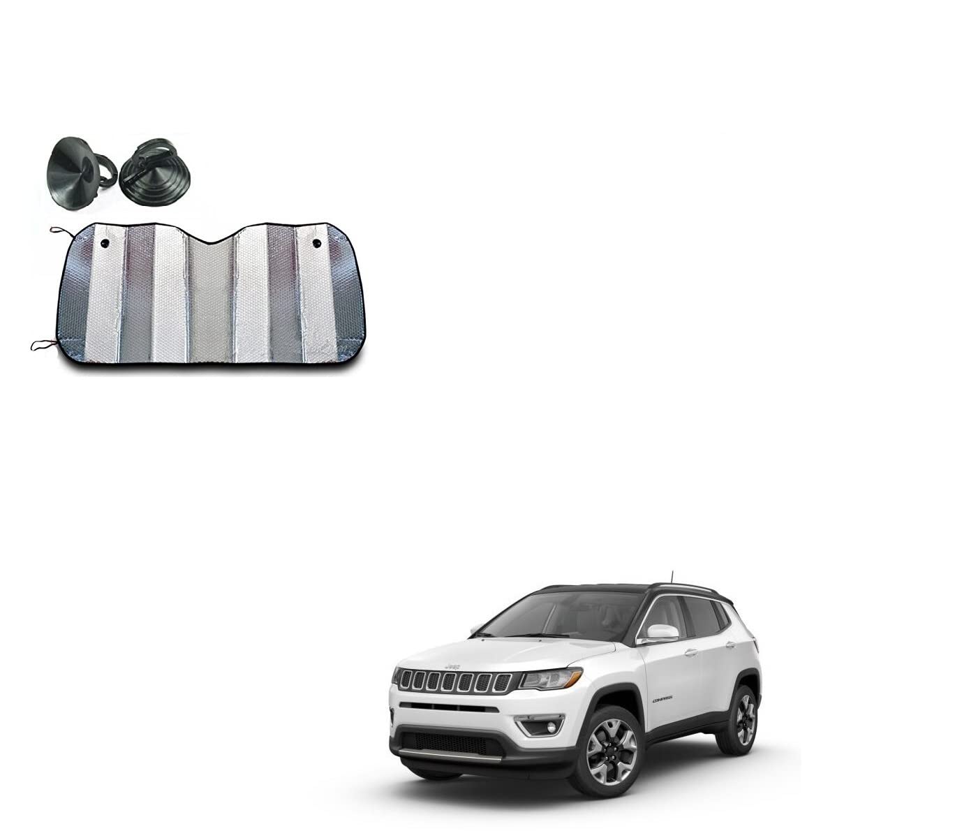 Auto Addict Aluminium Foil Foldable Car Sunshades for Front/Rear Windshield 1pc for Jeep Compass