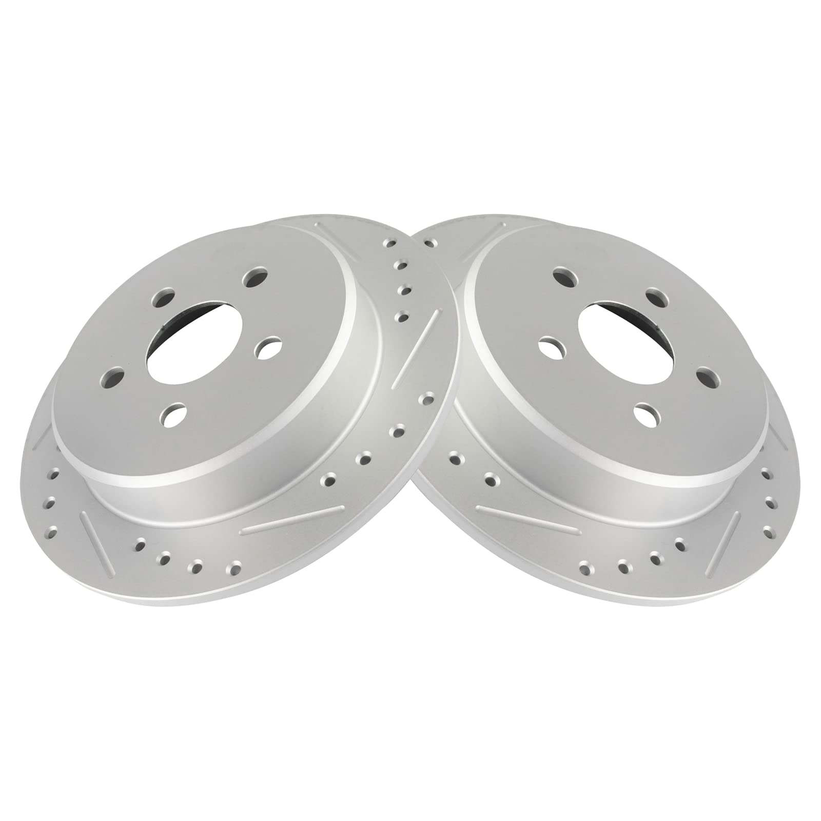 Trq Brake Rotors Set Performance Premium G-Coated Slotted X Drilled Compatible With 95-00 Chrysler Cirrus 01-10 Pt Cruiser 96-06