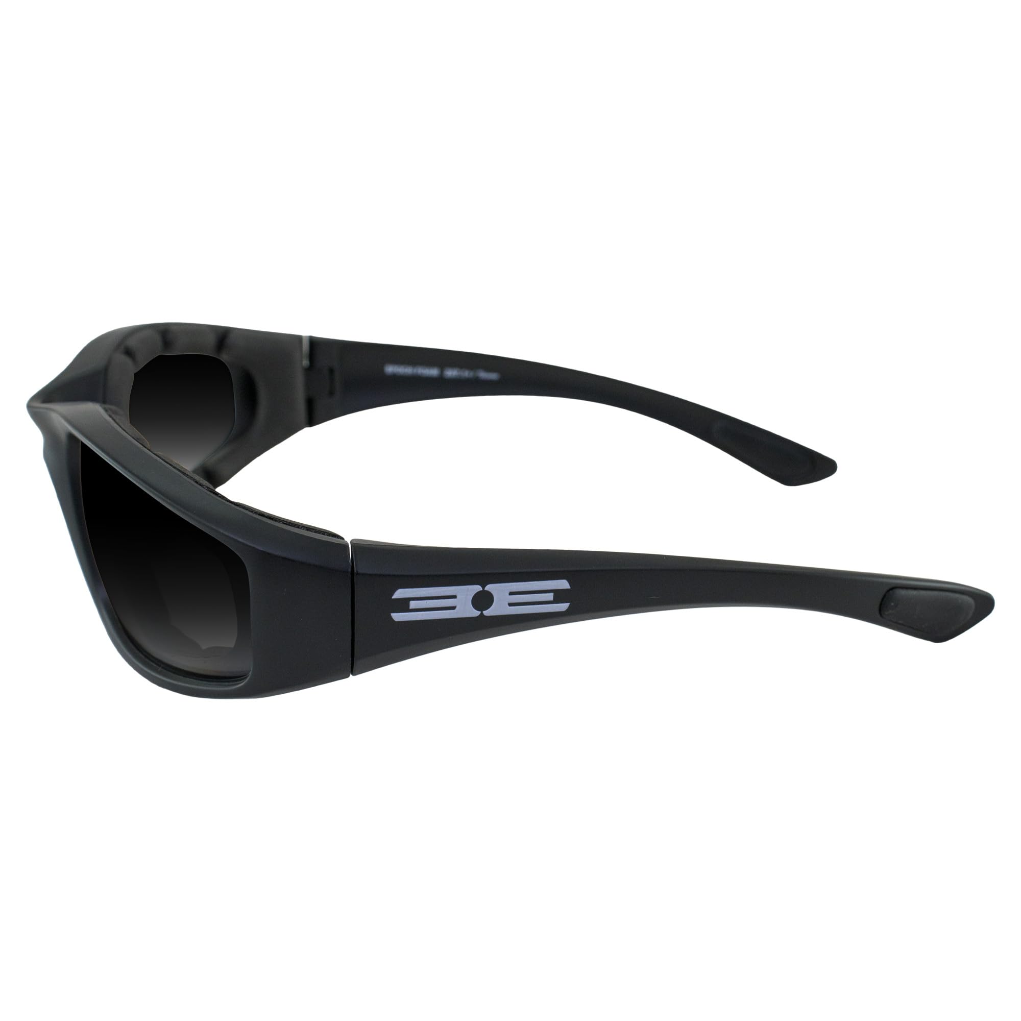 Epoch Eyewear Photochromic Motorcycle Sunglasses Glasses Foam Padded Black Frame Clear To Smoke Lens