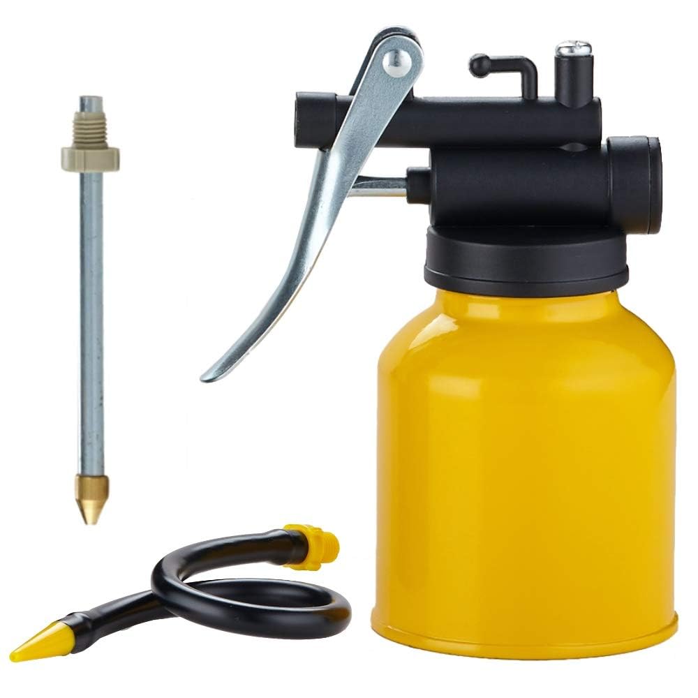 Junchi Hand Pump Oiler Can Professional Level 8 Oz. Capacity Pump Oiler With Metal & Long Flex Spout