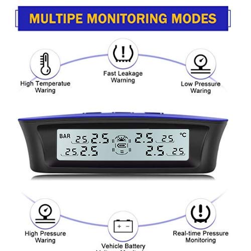 Tymate Rv Tire Pressure Monitoring System M12-3 - Solar Charge, 5 Alarm Modes, Auto Sleep Mode, Tire Position Exchange, 6 Tpms S