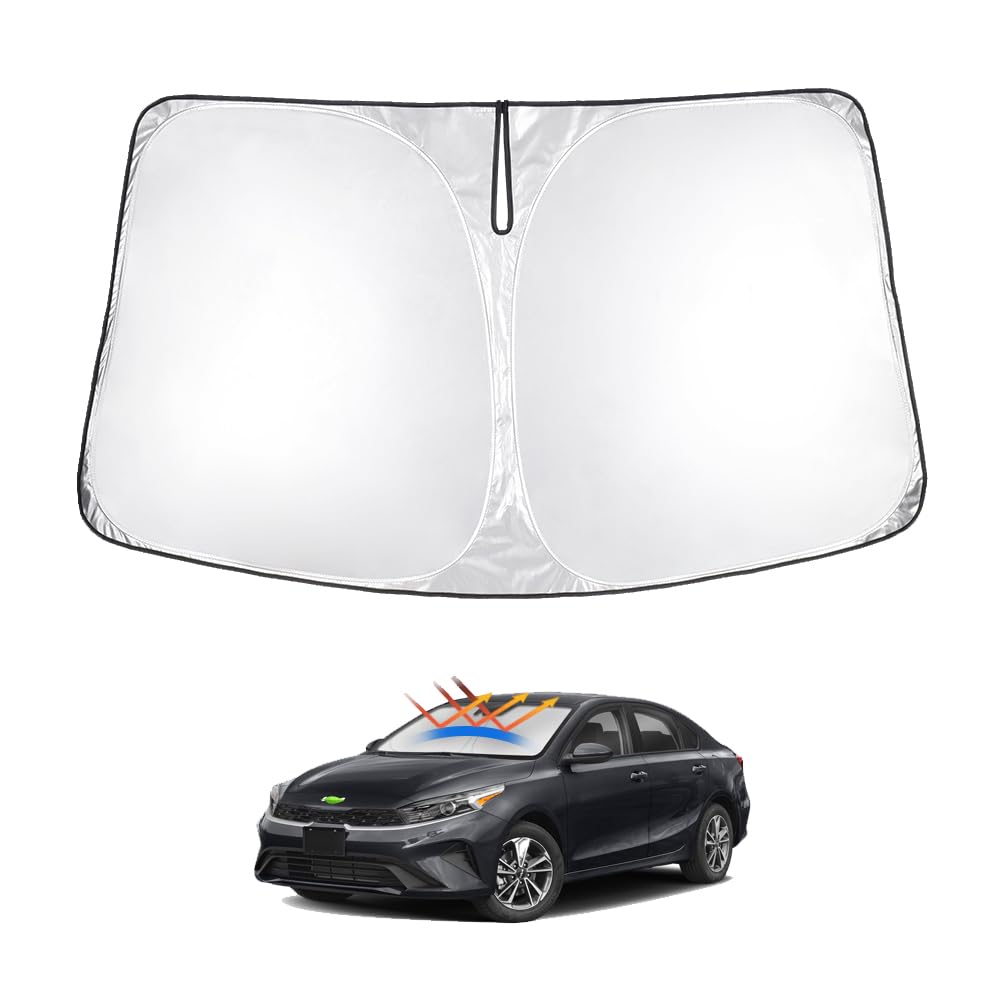 T Tgbros Windshield Sun Shade Custom Fit For 2019-2023 2024 Kia Forte Accessories Foldable Sun Shield Reflective Polyester Sun V