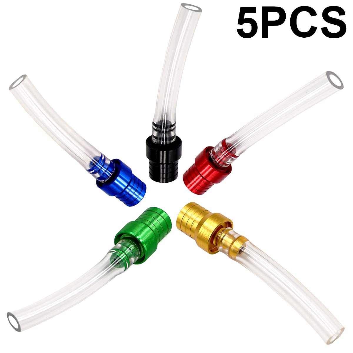 Taiss 5PCS Motorcycle Gas Cap Gas Fuel Tank Cap Vent, Breathing Tube Hose Two-Way Fuel-Saving Breather Cap, Suitable For All Off