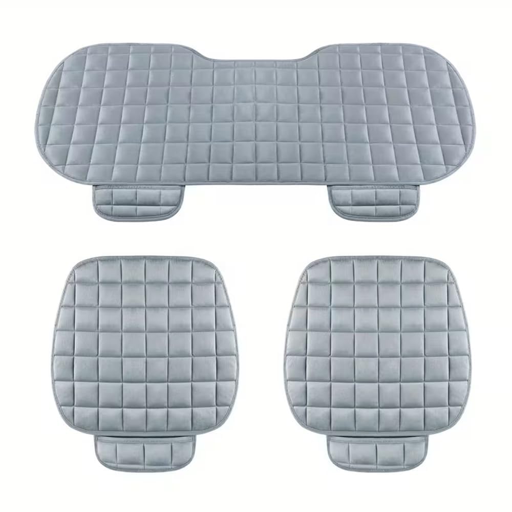 Car Seat Cushion Set for Back Seat with Quilted Velvet Finish  3 Piece Rear Seat Pad Covers with AntiSlip Bottom, Elastic Band