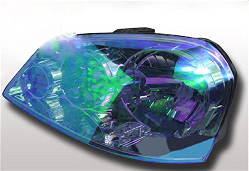 DIYAH 12 X 48 inches Self Adhesive Shiny Chameleon Headlights Tail Lights Fog Lights Films,Film Sheet Sticker,Tint Vinyl Film (Light Blue)