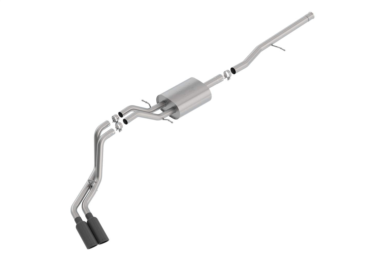 Borla 140797Bc Atak Cat-Back Exhaust System; 2.75 In. Into Muffler; 2.25 In. Out; Incl. Muffler/Hardware/4 In. X 14 In. Single Rolled Angle-Cut Tip; Truck Side Exit; Black Chrome;