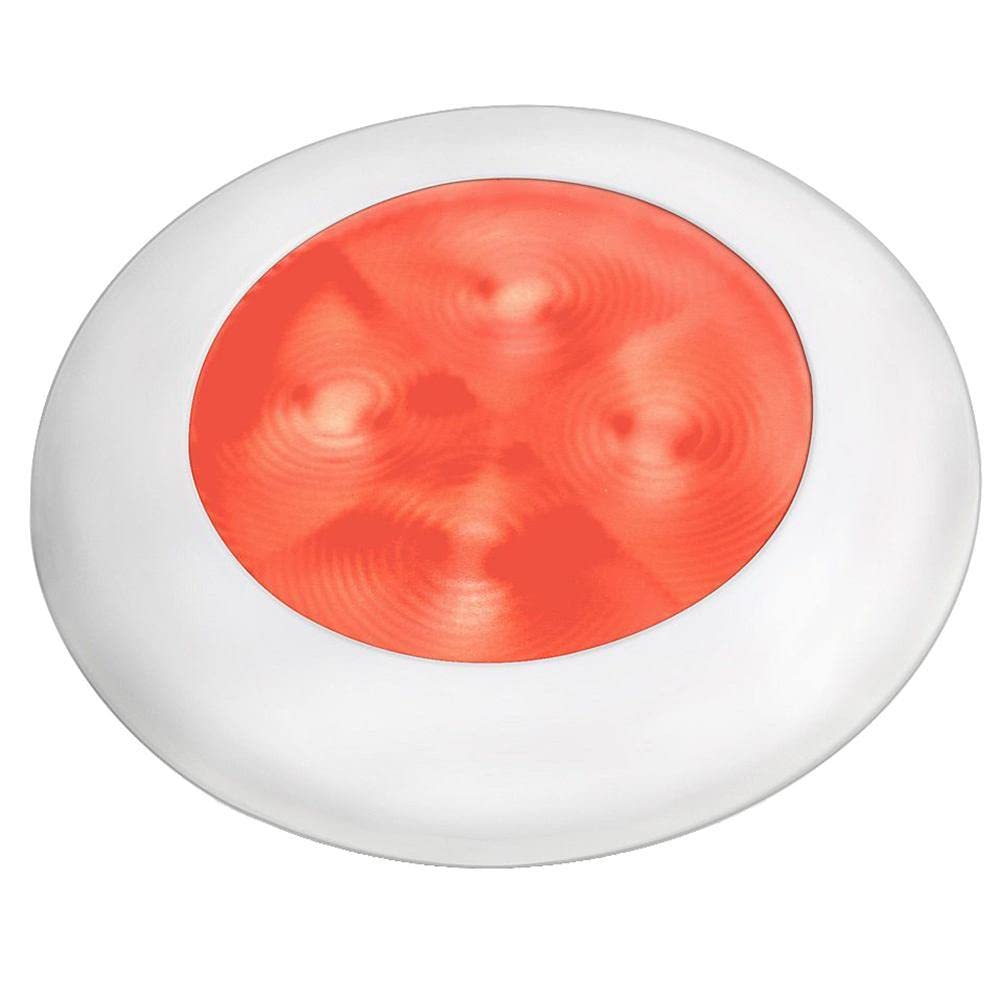 Hella Marine Slim Line Led 'Enhanced Brightness' Round Courtesy Lamp - Red Led - White Plastic Bezel - 12V