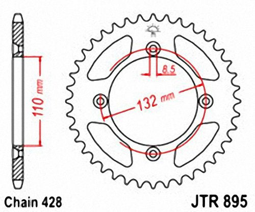 JT Sprockets JTR895.49 49T Steel Rear Sprocket , black