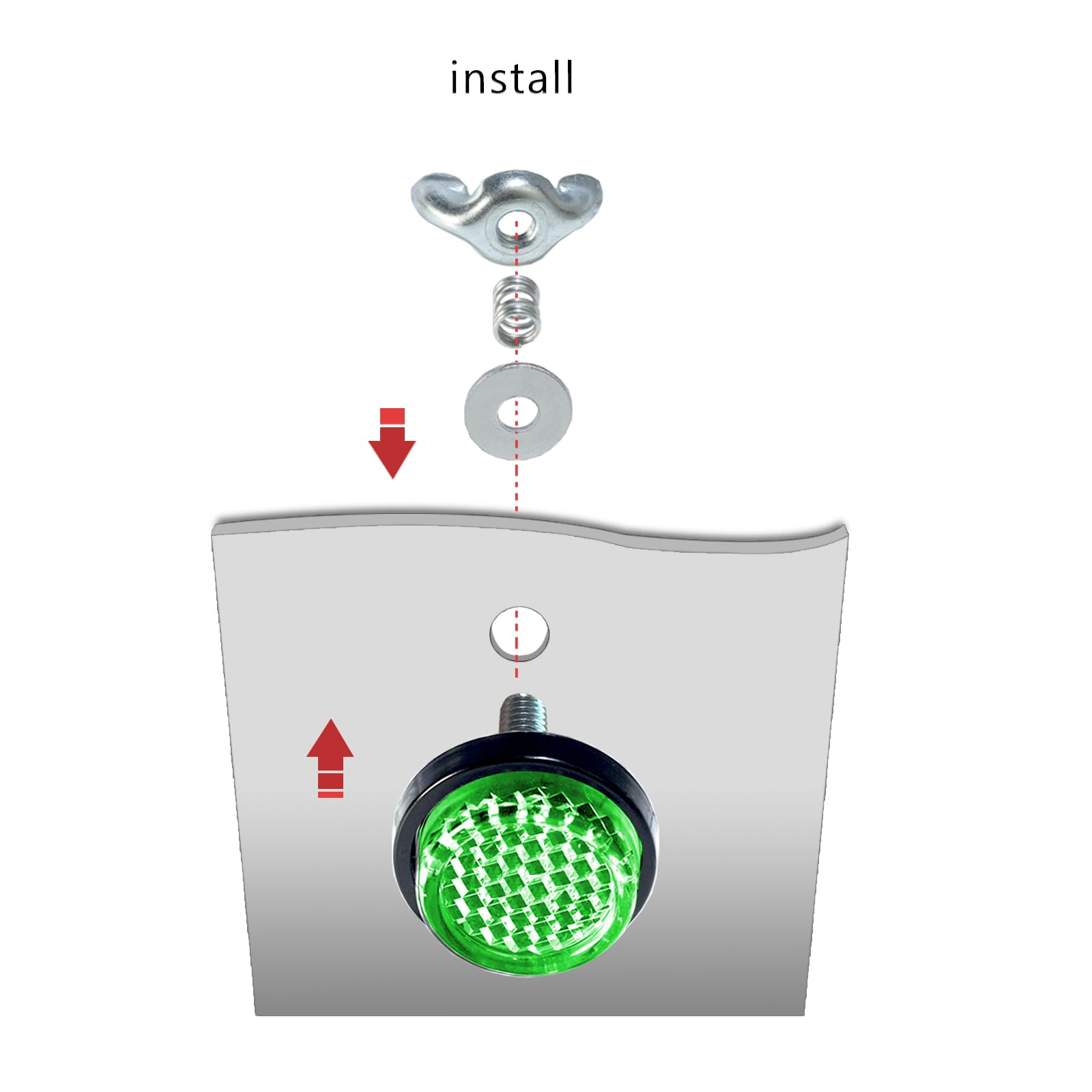 Green Reflector Motorcycle License Plate Bolts And Nuts