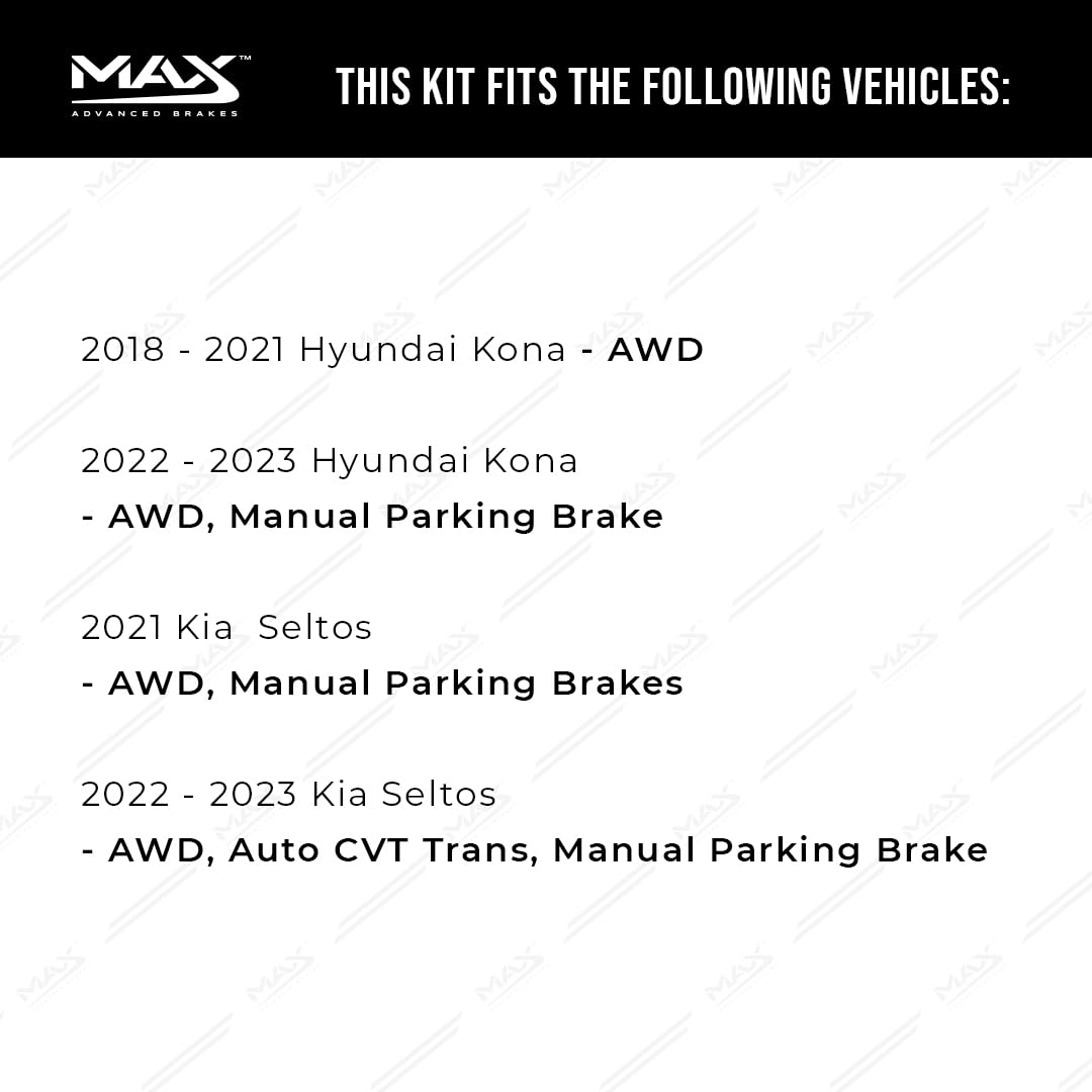 Max Advanced Brakes Rear Brake Kit Compatible With 2018 2019 2021 2022 2023 Hyundai Kona Compatible With Kia Seltos Replacement