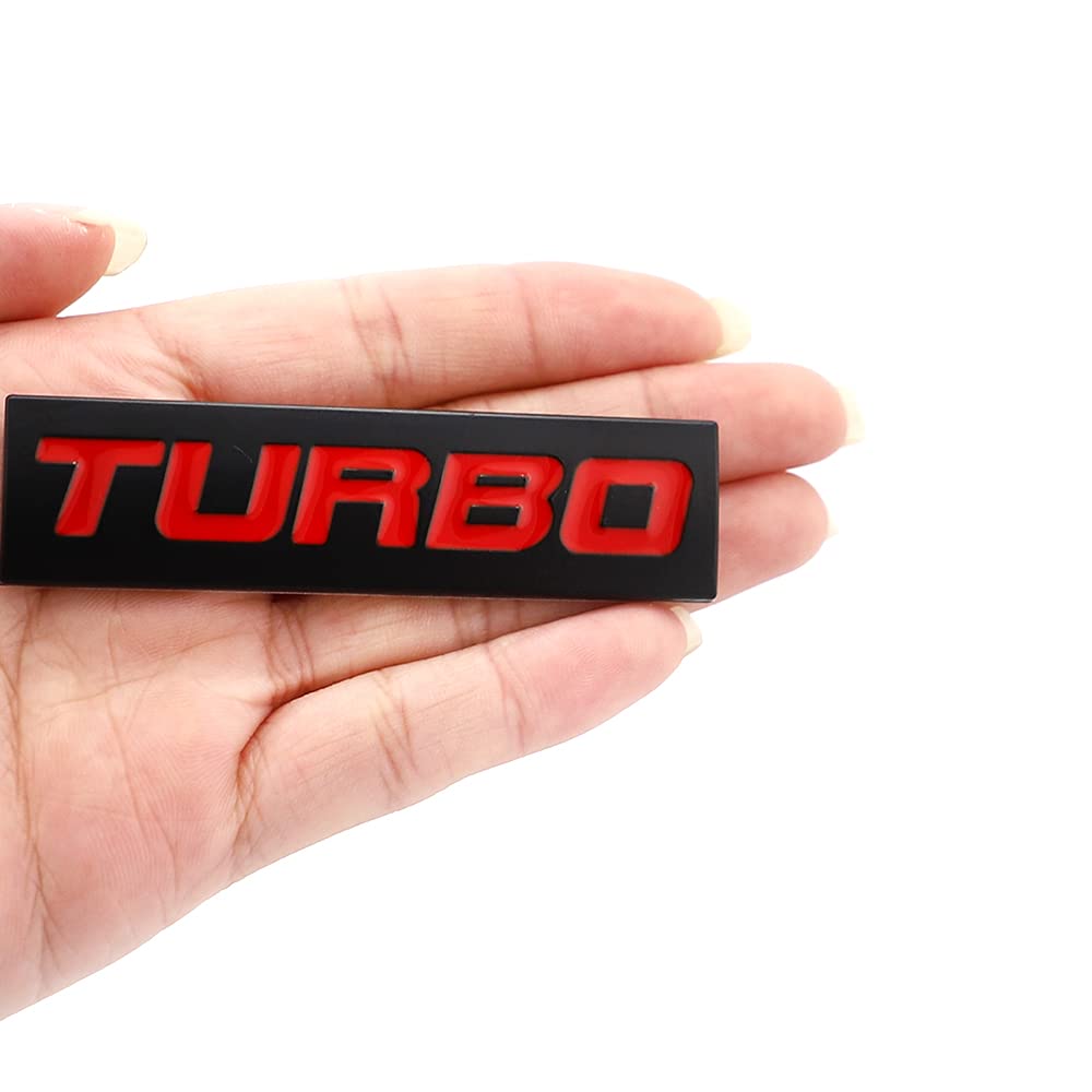 Carrun, 2 Pcs Turbo Emblem 3D Metal Badge Car Hood Truck Door Side Fender Rear Trunk Emblem Sticker Decals For Universal Decorat