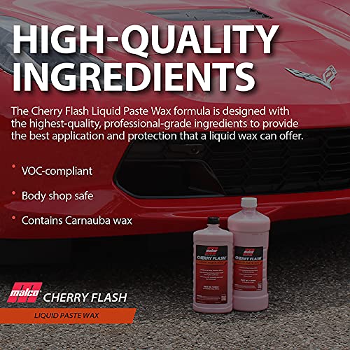 Malco Cherry Flash Liquid Paste Wax - 32 Oz | Easy Hand Wax for Cars, Trucks, Boats & Motorcycles | Lasting Shine & Protection