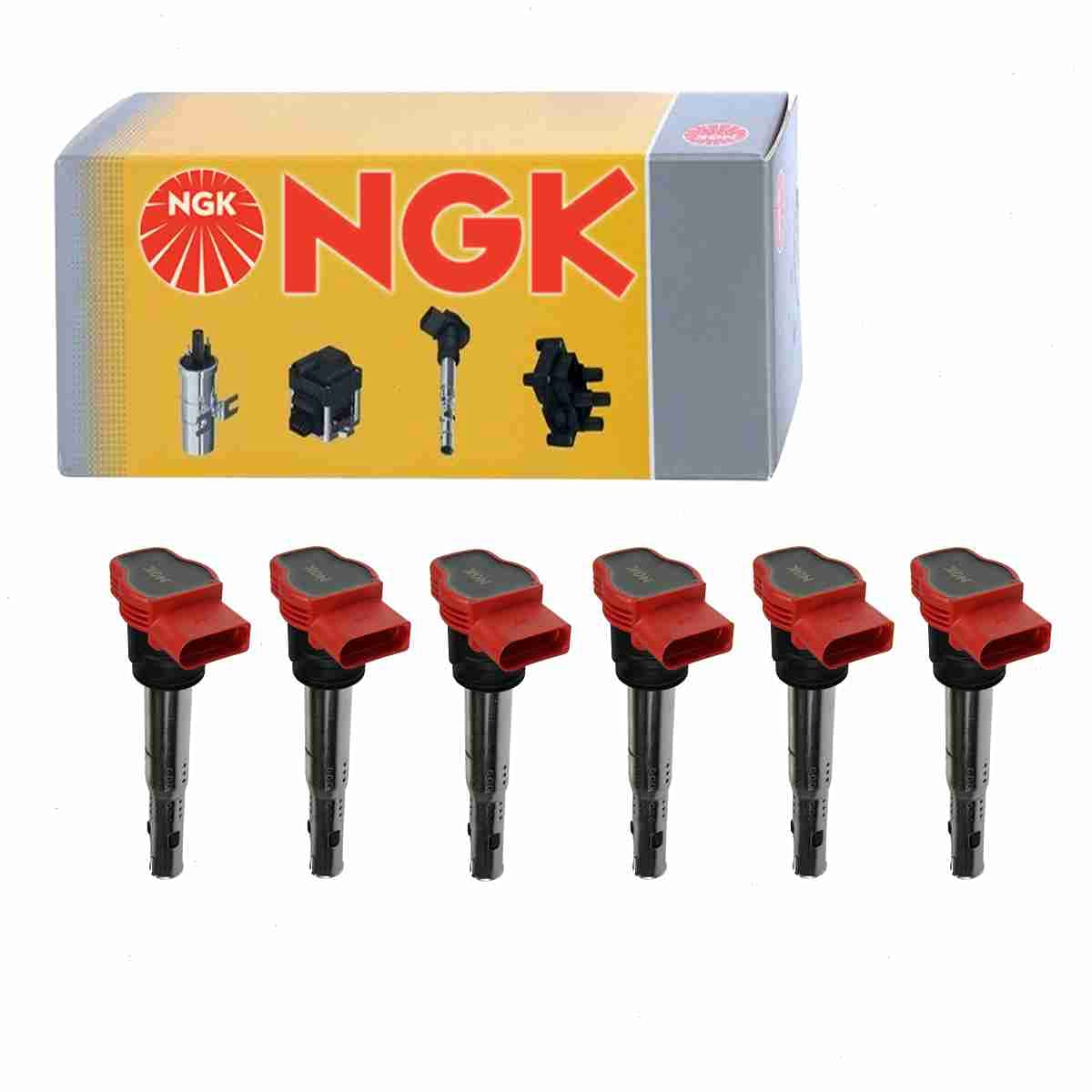 6 pc NGK Ignition Coils compatible with Audi Q5 3.0L 3.2L V6 2009-2017