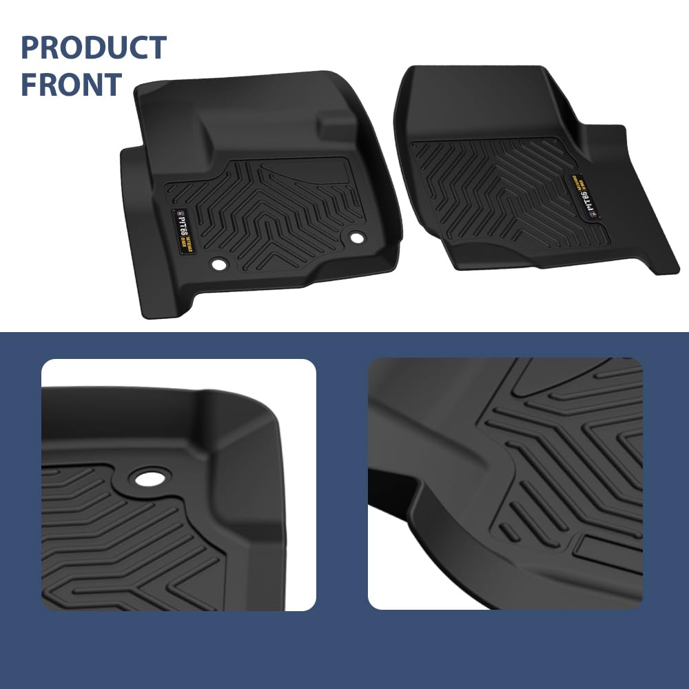 Pit66 Floor Mats Compatible With 2017-2024 Ford F250 F350 F450 F550 Super Duty Crew Cab (4 Full Size Doors), Tpe 3-Piece Premium