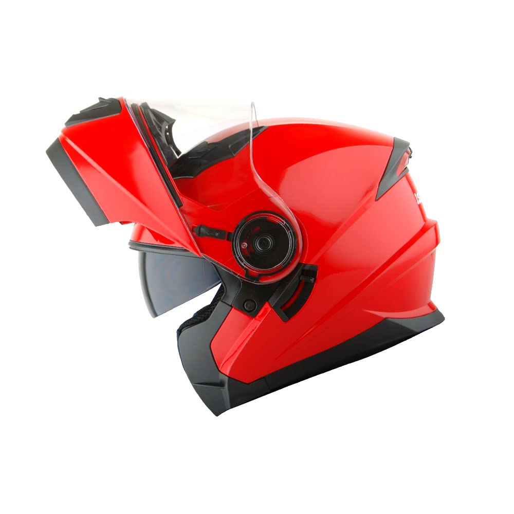 1Storm New Motorcycle Bike Modular Full Face Helmet Dual Visor Sun Shield: Glossy Red