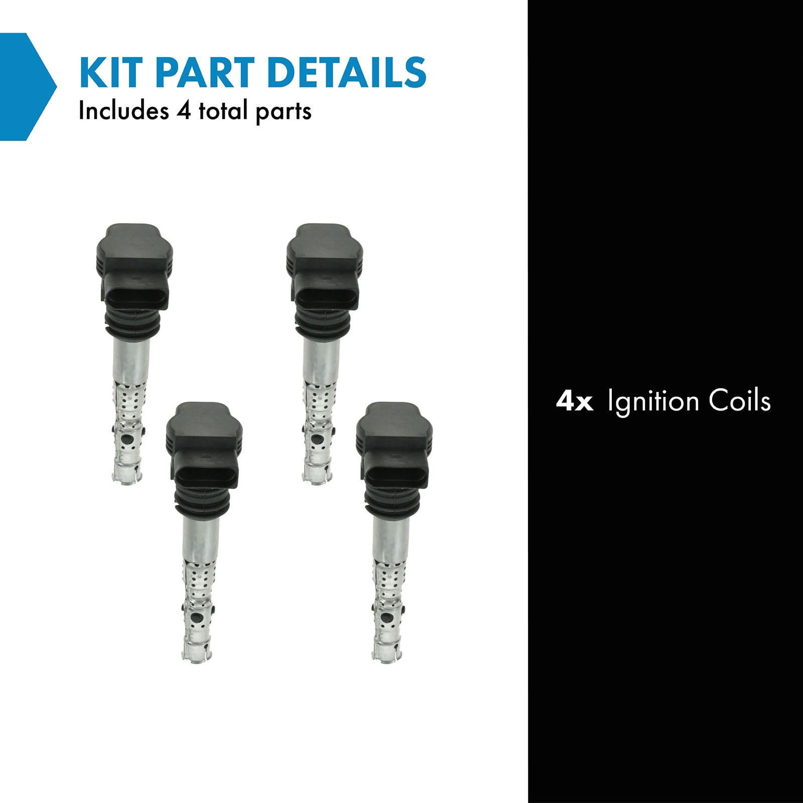 Trq Ignition Coil Set Compatible With 2001-2006 Audi A4 2001-2005 A4 Quattro Tt Tt Quattro Volkswagen Beetle Golf Jetta 2000-200