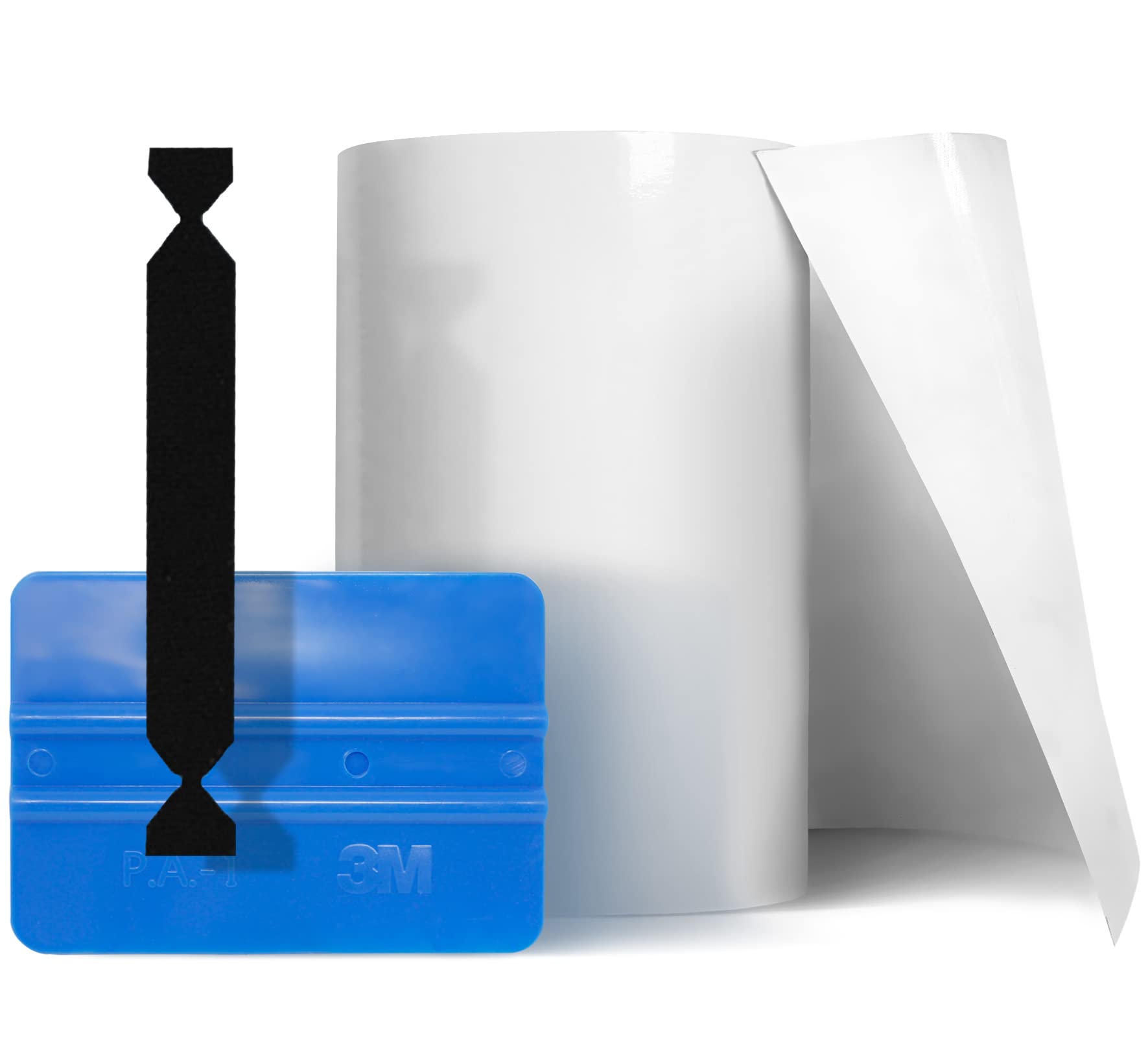 VViViD Clear Paint Protection Bulk Vinyl Wrap Film 8 Inch Roll Including 3M Squeegee and Black Felt Applicator (8 Inch x 60 Inch