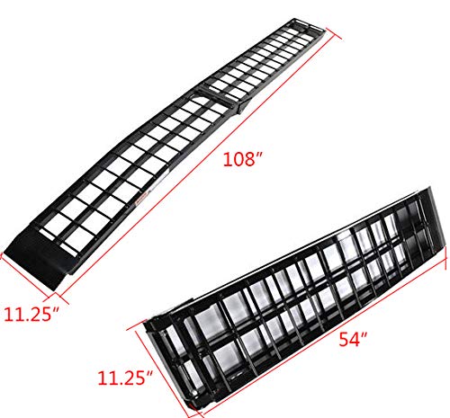 Motorhot 9ft Ramps Portable Aluminum Folding Ramps for UTV ATV Loading Ramps Truck Ramp Pack of 2 Black 1200 lbs Max (108L x 11.