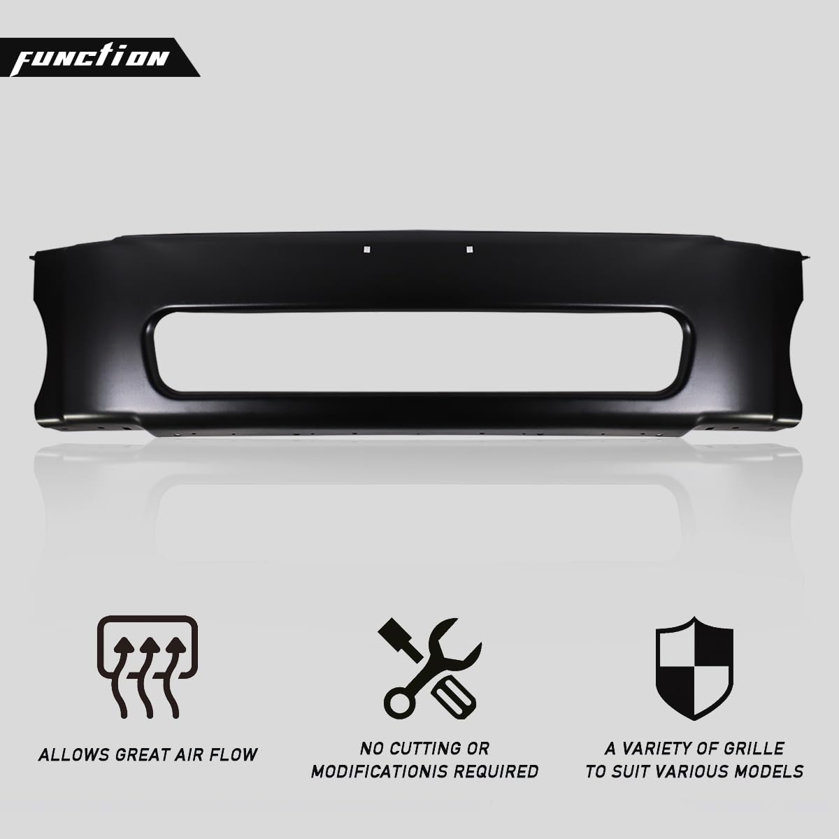 Front Center Bumper Compatible with 2003-2021 Freightliner M2 BUSINESS CLASS Steel painting Black