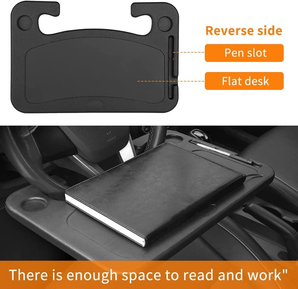 SMINKA Car Steering Wheel Desk | Car Tray Table for Eating & Storing Laptop, Travel Car Accessories fits Most Vehicles Steering