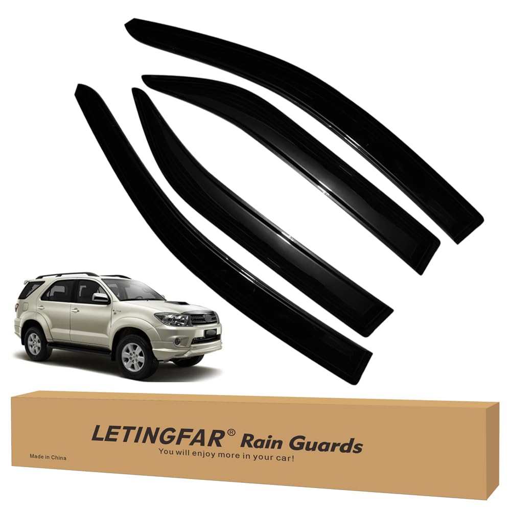 LETINGFAR Window Visors Rain Guards for Toyota Fortuner 2005 2006 2007 2008 2009 2010 2011 2012 2013 2014 2015 Accessories, Wind
