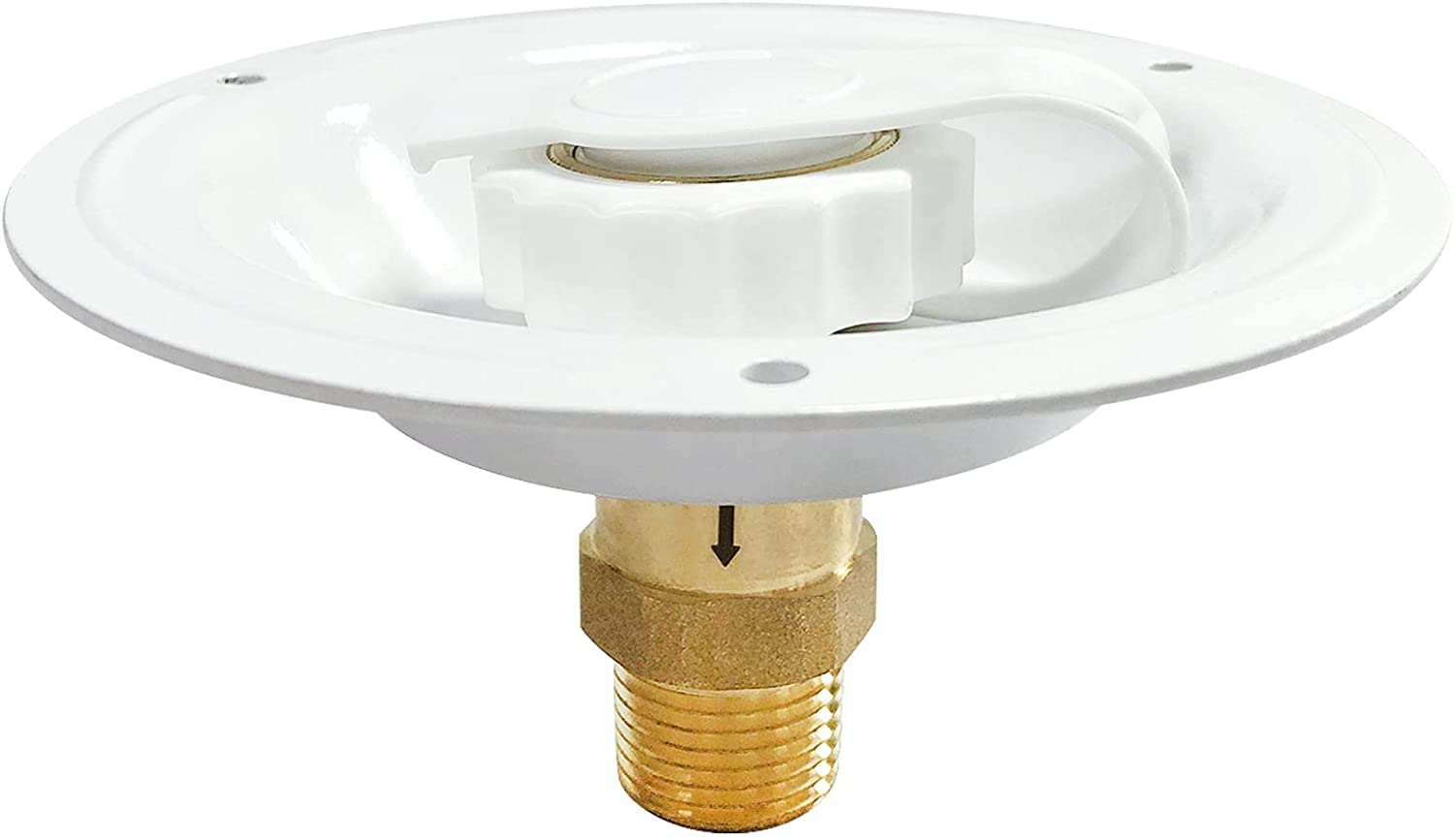 Rv White City Water Fill Inlet Flange Brass Check Valve 3/4 Nh Female To 1/2 Npt Male Flush Mount Lead-Free Brass Water Inlet Wi