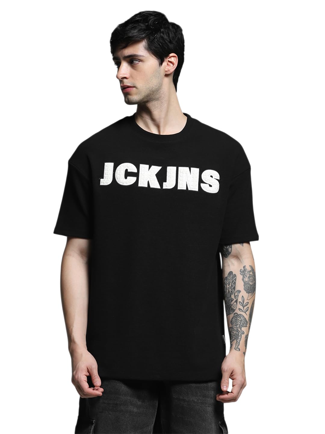 Jack & Jones MenS Oversized Black Tshirt