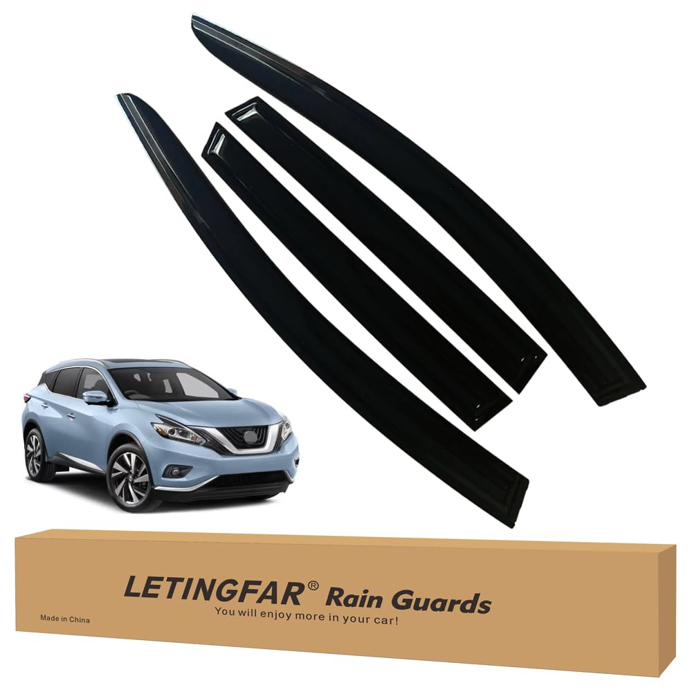 LETINGFAR Window Visors Rain Guards for Nissan Murano 2015 2016 2017 2018 2019 2020 2021 2022 2023 2024 Accessories, Wind Deflec