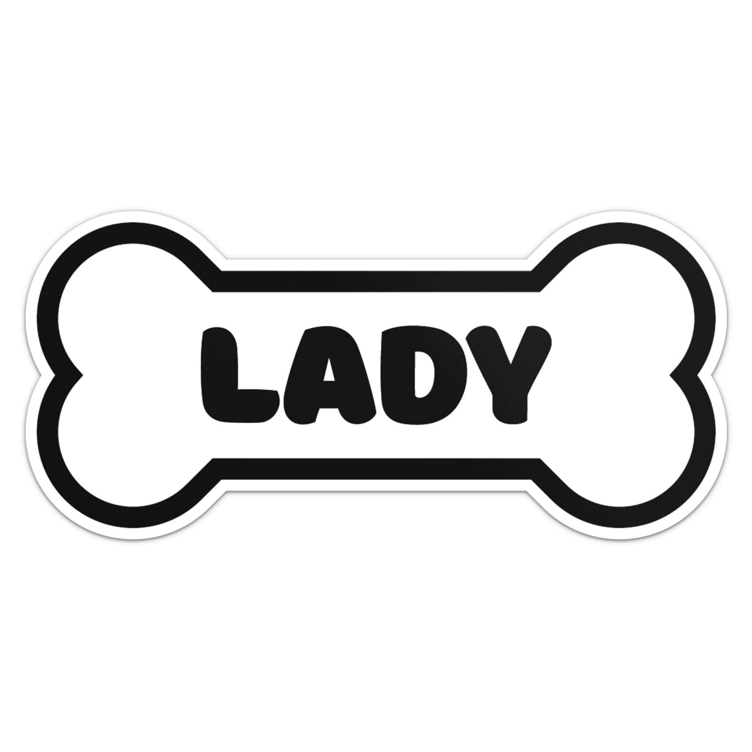 Lady Dog Name Sticker - Waterproof Vinyl Decal For Car Bumper, Laptop, Water Bottle, Wall, And Window, Size - 8'' Longer Side