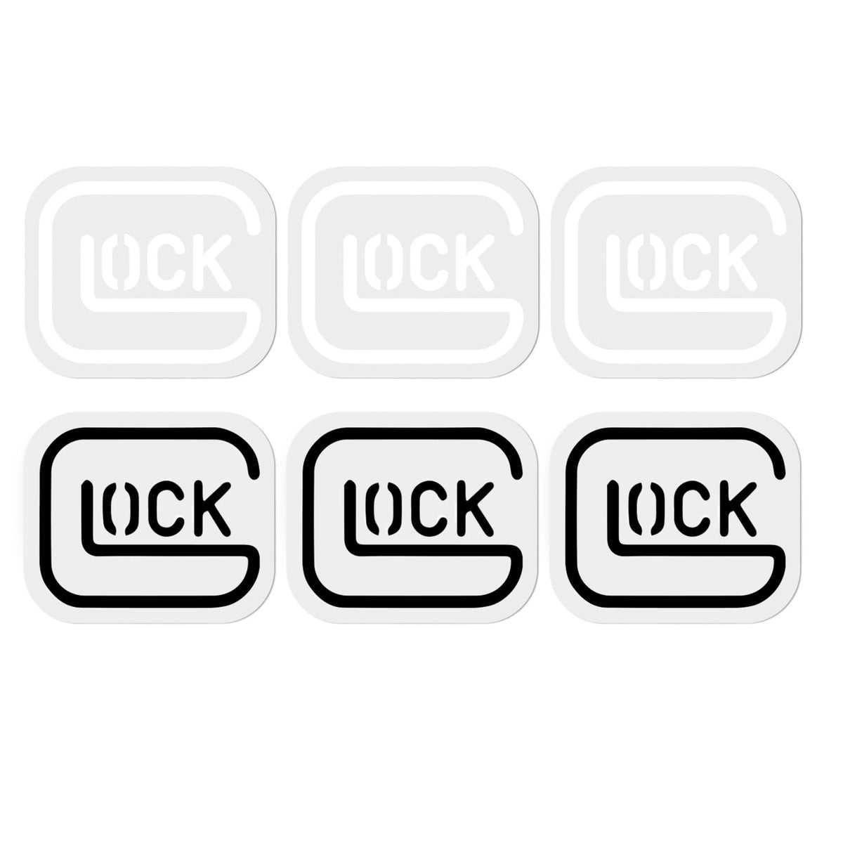 GEDEUBAN 6 Pack Glock Pistol Vinyl Decal Stickers and Decals for Car, Truck, Locker, Mailbox, Fridge, Water Bottle, Flask, Lapto