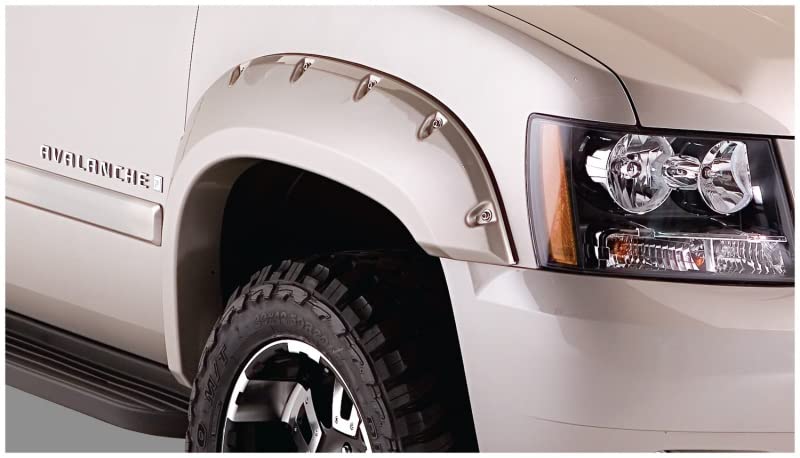 Bushwacker Pocket/Rivet Style Front & Rear Fender Flares | 4-Piece Set, Black, Smooth Finish | 40932-02 | Fits 2007-2013 Chevrolet Avalanche W/ 5.3' Bed