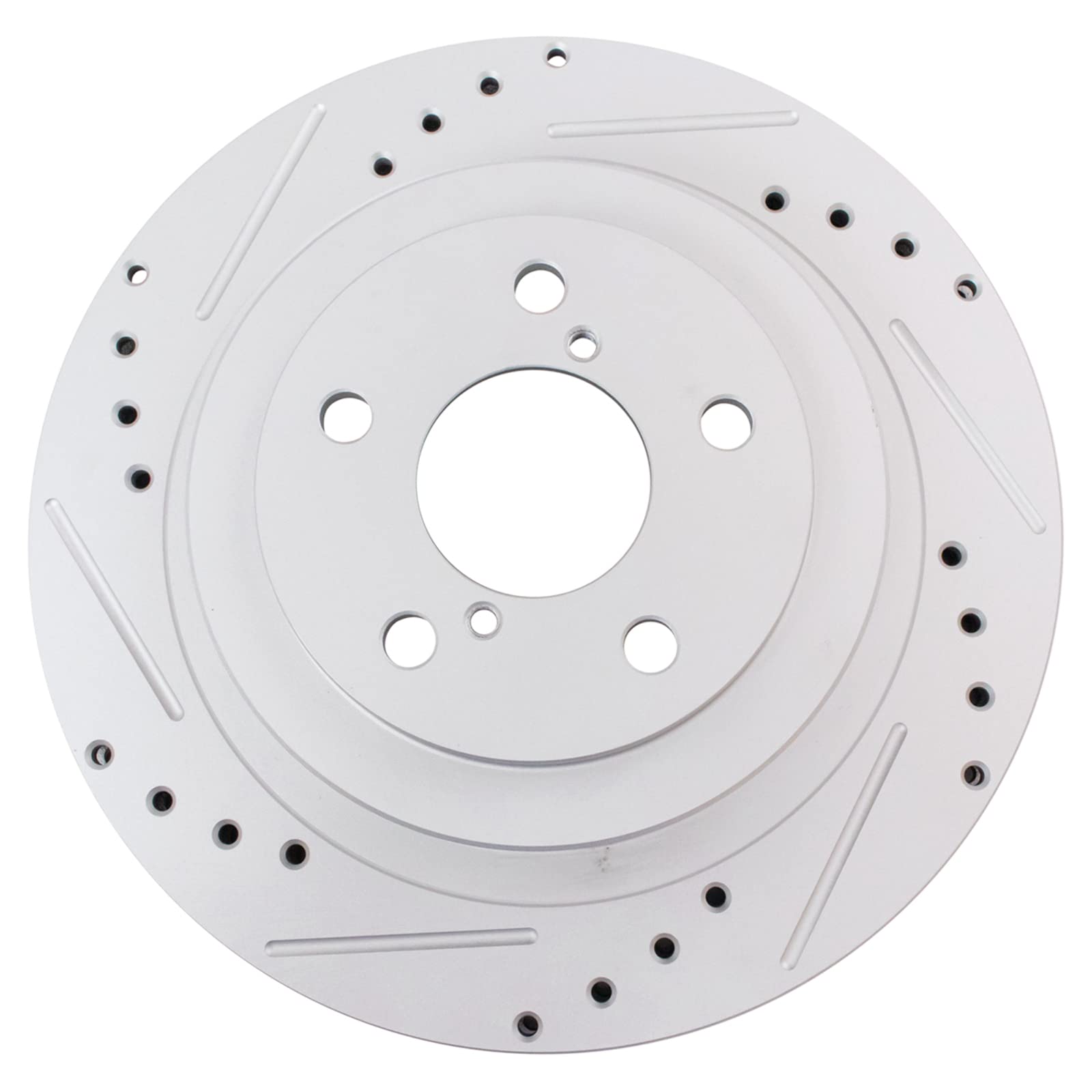 Trq Rear Performance Brake Rotors Set Vented Premium G-Coated Cross Drilled & Slotted Compatible With 2006-2007 Subaru Impreza 2