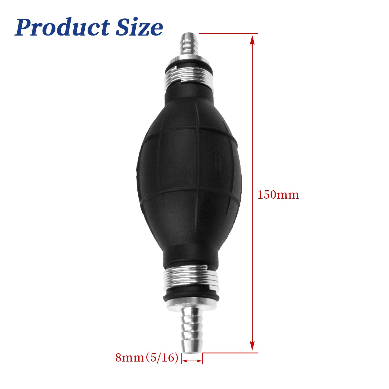 Jrl Fuel Pump Fuel Line Hand Primer Bulb 8Mm 5/16‘’ Inch Rubber Fit For Car/Boat/Marine/Motorcycle 9001080A