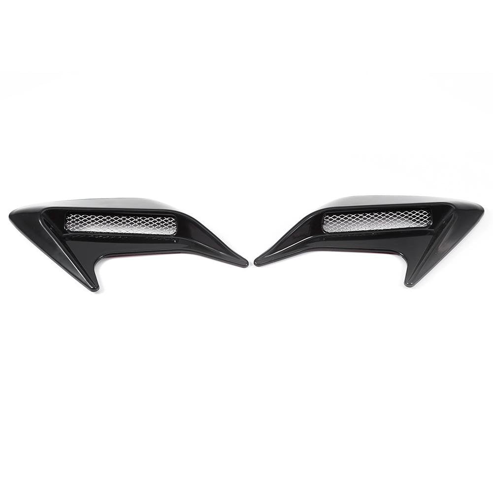 Qiilu 2pcs Car Decorative Air Intake Hood Scoop Vent, Outlet Intake Hood Vent Bonnet Universal DIY for Cars Trucks Black
