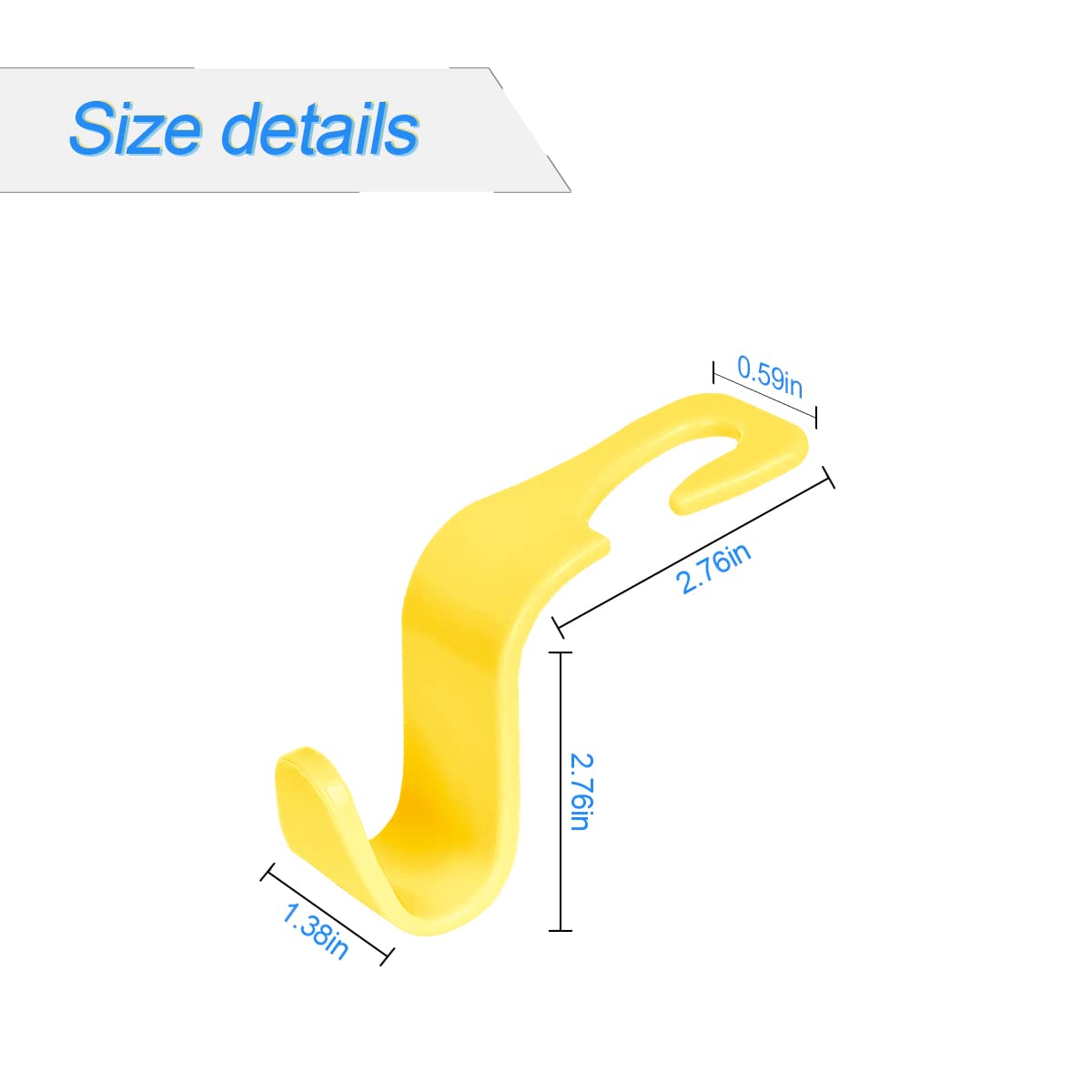 4Pcs Car Back Seat Headrest Hooks, Rear Car Seat Storage Headrest Hanger Holder Hooks Organizer, Universal Auto Interior Accessories For Bag Purse Handbag Cloth Coats Grocery (Yellow)