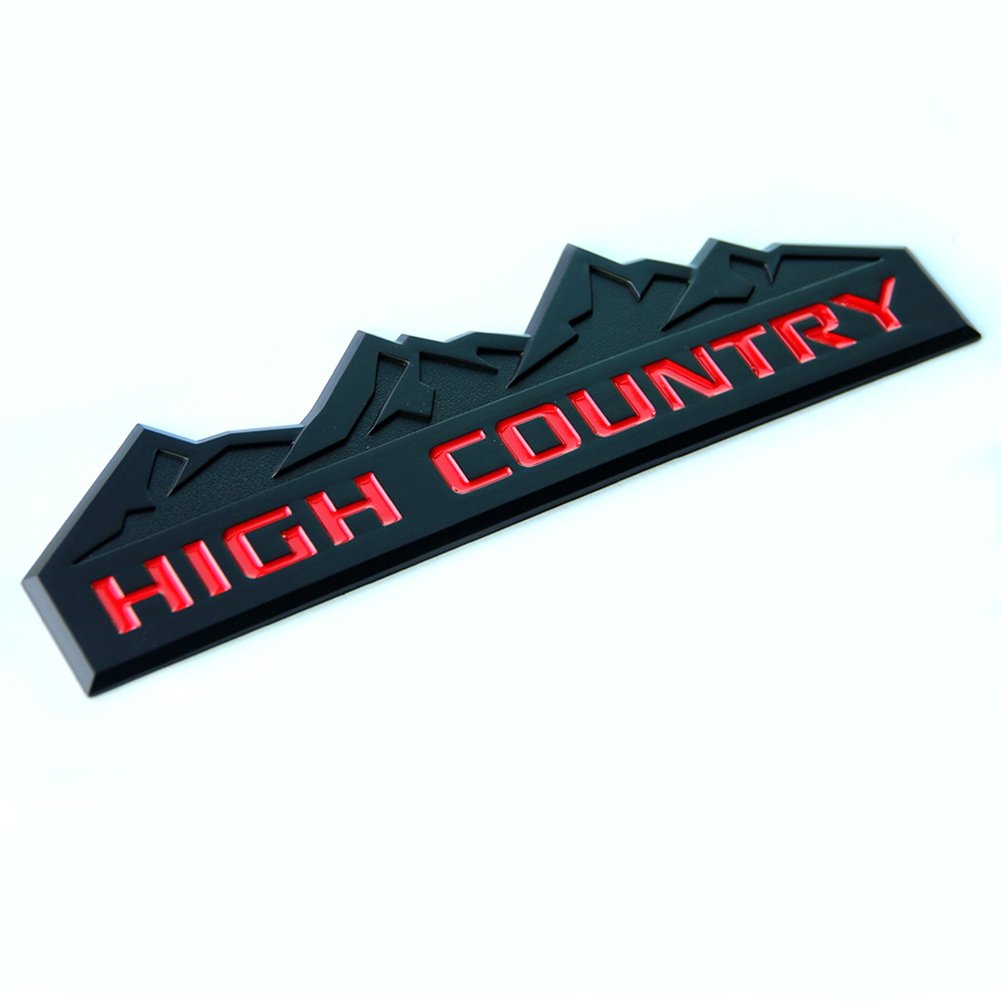 Yoaoo 3X Genuine Black High Country Emblem Badges Door Tailgate 3D Nameplate For Silverado 1500 2500Hd Sierra 3500Hd Oem Red