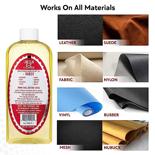 Lincoln E-Z Cleaner All-Purpose Car Interior Cleaner, Stain Remover, for Leather, Canvas, Fabric, Nylon, Handbags, Shoes, Steering wheels, 8oz, Made in USA (Pack of 2)